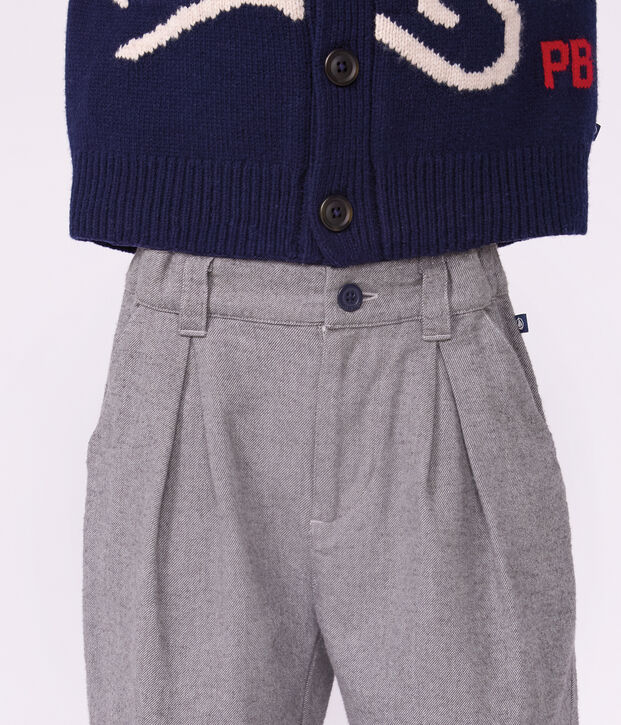 Pantaloni con pinces in flanella di cotone bambino grigio