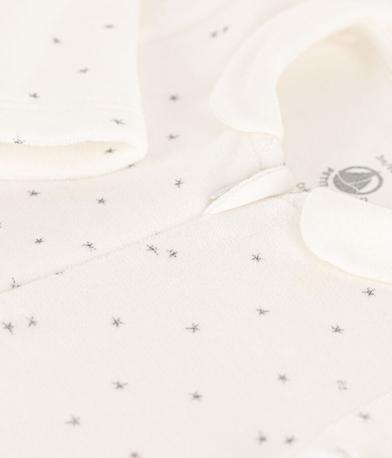Tutina pigiama stelle in ciniglia bianco MARSHMALLOW/grigio GRIS