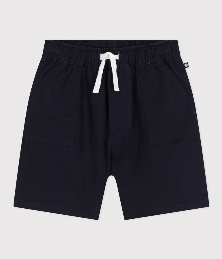Shorts in twill di cotone e lino bambino blu SMOKING
