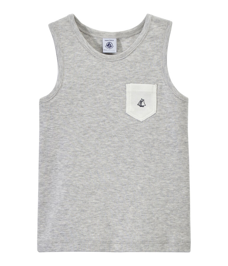 Canotta bambino con tasca sul petto grigio