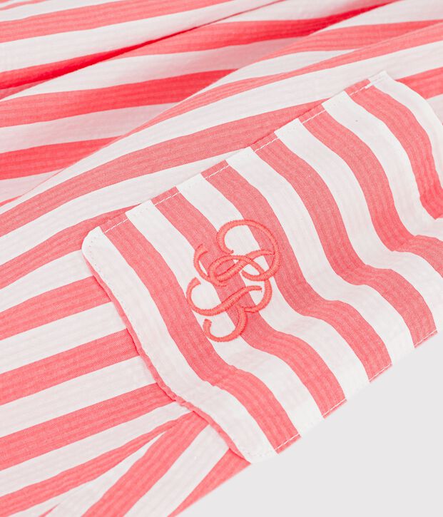 Abito senza maniche in cotone a righe bambina rosa/bianco