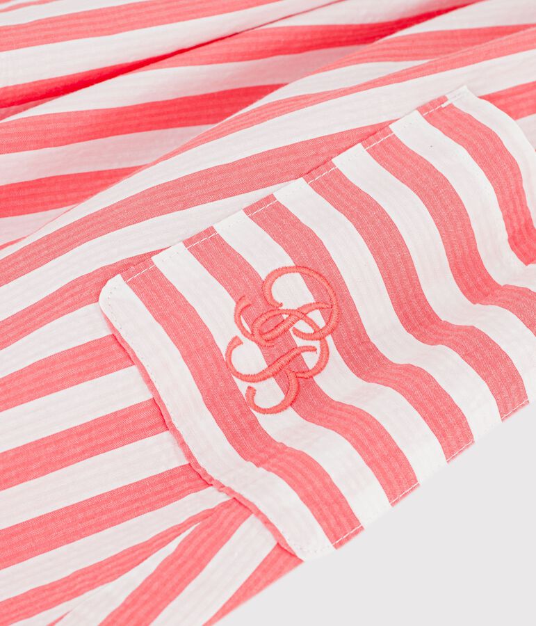 Abito senza maniche in cotone a righe bambina rosa/bianco