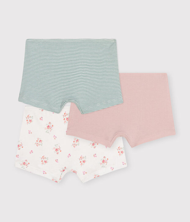 Set di 3 slip shorty a fiori in cotone bambino multicolore