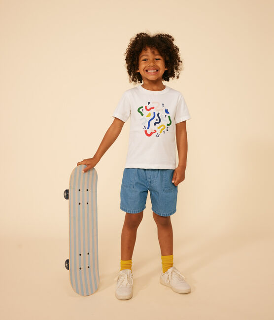 T-shirt stampata in jersey leggero bambino bianco MARSHMALLOW