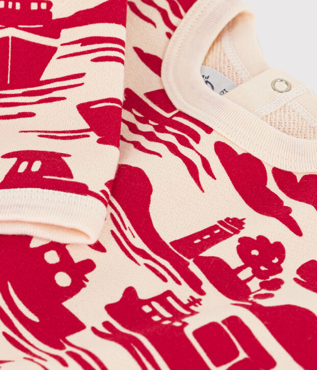 Felpa unisex ecru/rosso