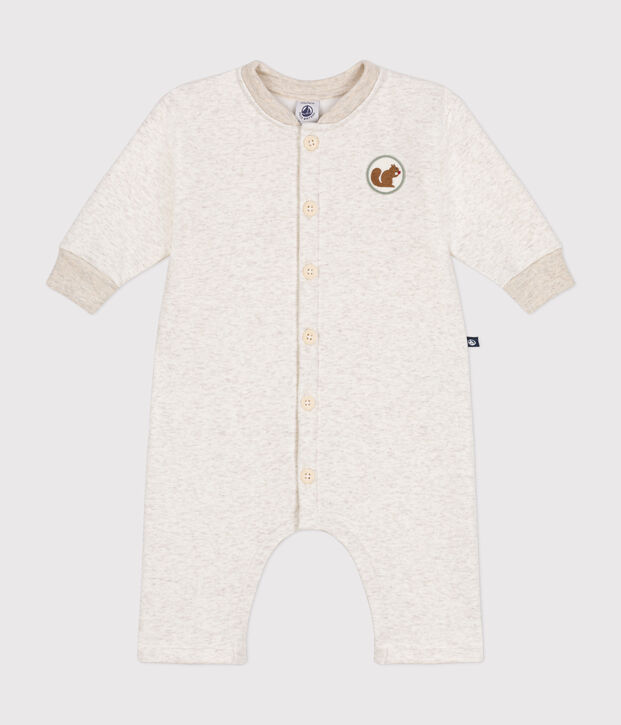 Tutina lunga in tessuto felpato morbido e caldo neonato beige