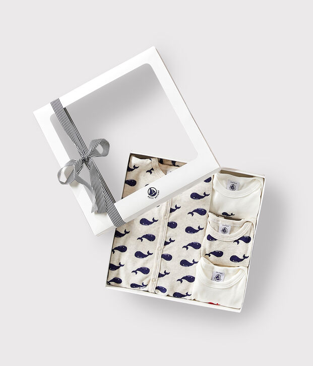 Set di un pigiama beb&egrave; e tre body balene multicolore