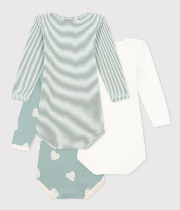 Confezione da 3 body beb&egrave; a maniche lunghe in cotone a cuori multicolore