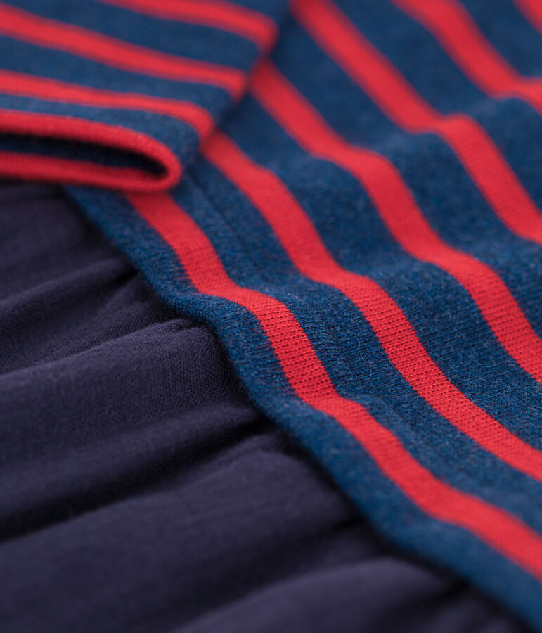 Abito a maniche lunghe in doppio materiale beb&egrave; blu/blu