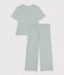 Pigiama donna in cotone millerighe blu PAUL/bianco MARSHMALLOW