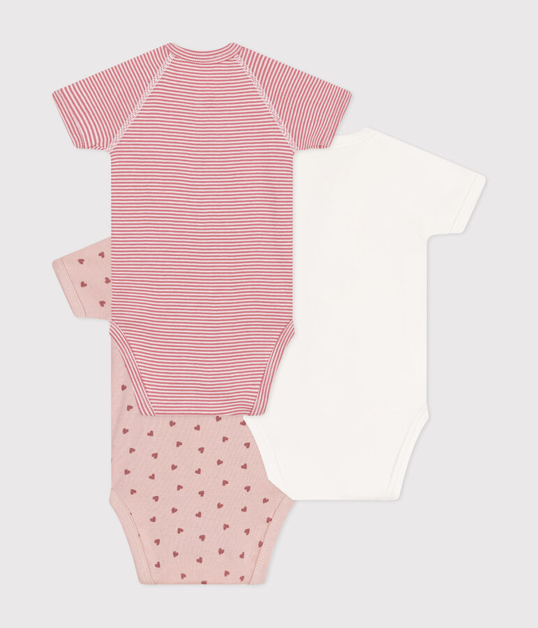 Set di 3 body incrociati a maniche corte in cotone neonato multicolore