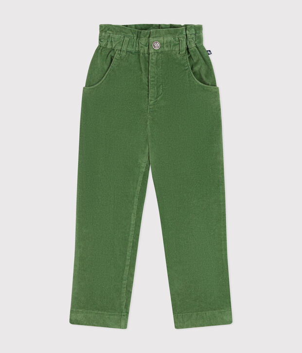 Pantaloni in velluto bambina verde