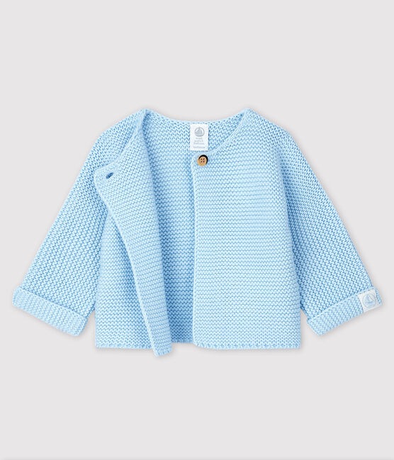 Cardigan bebè in tricot di cotone biologico blu TOUDOU