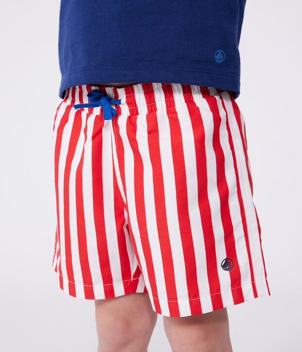Shorts da mare a righe bambino rosso/rosso