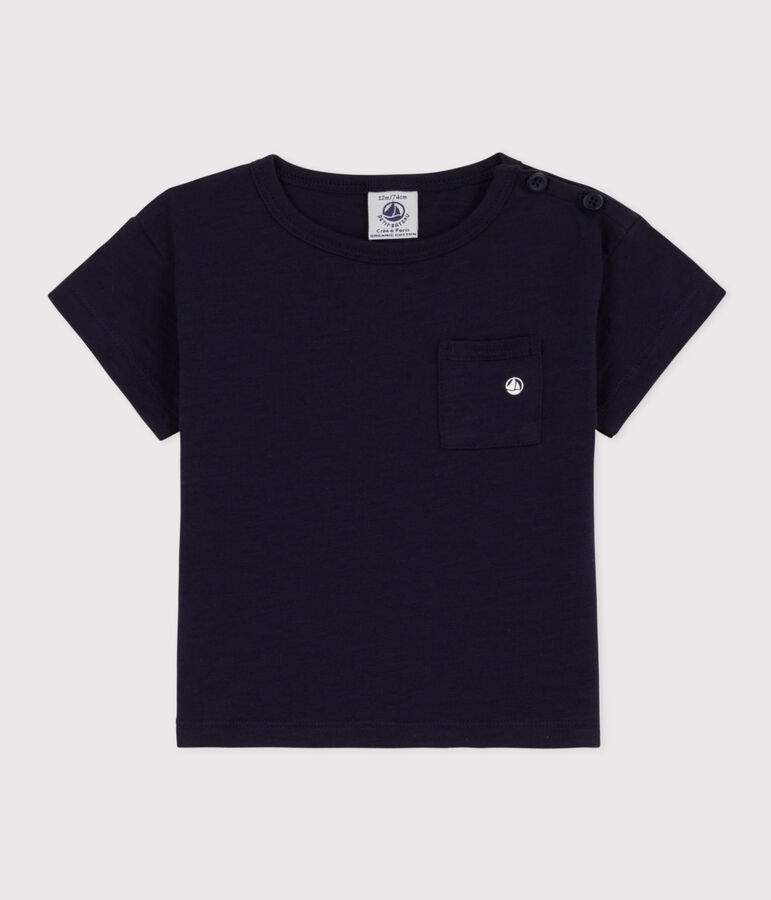 T-shirt a maniche corte beb&egrave; in jersey fiammato blu SMOKING