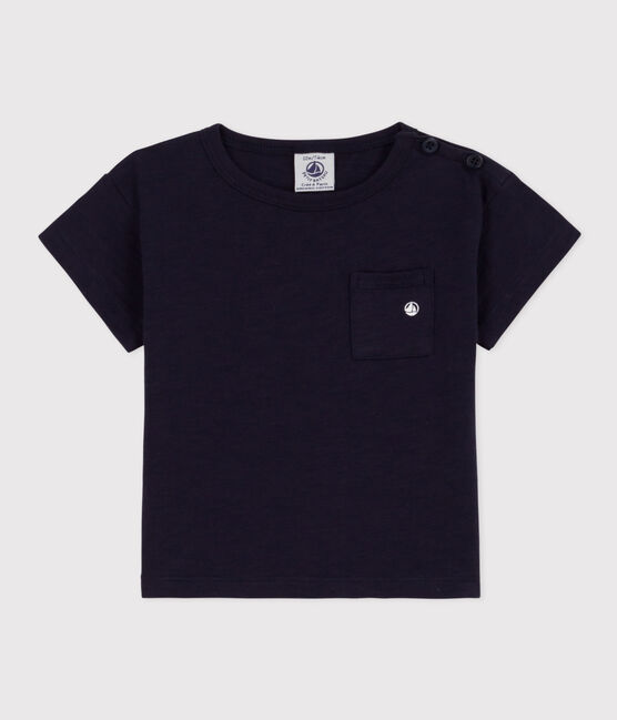 T-shirt a maniche corte bebè in jersey fiammato blu SMOKING