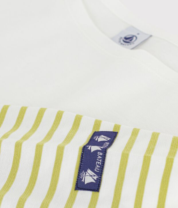 Marini&egrave;re in cotone a righe donna bianco/verde