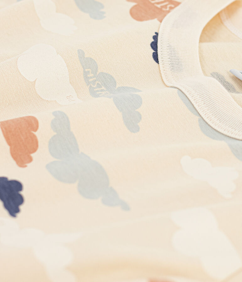 T-shirt bambino maniche corte con stampa ecru/multicolore