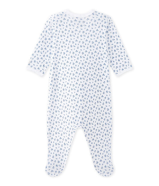 Tutina bebè bambina stampata bianco ECUME/blu BLEU