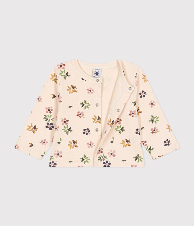 Cardigan in tubique neonato ecru/multicolore