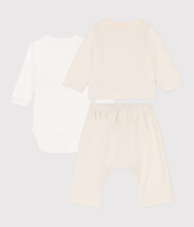 Completo beb&egrave; in spugna bouclette ecru AVALANCHE