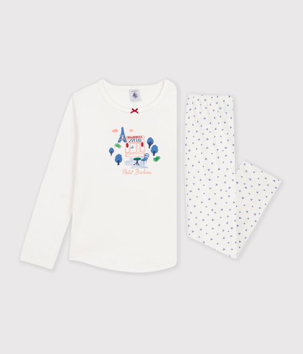 Pigiama in cotone con motivo Parigi bambino blu/blu
