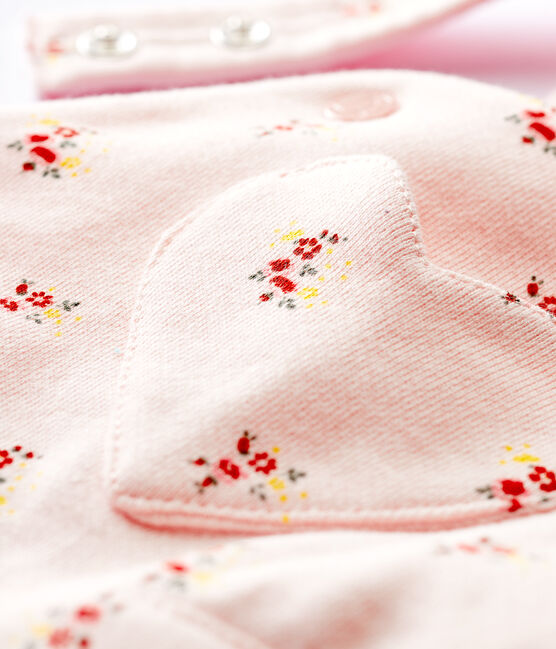 Salopette fantasia in molleton bebè femmina rosa FLEUR/bianco MULTICO