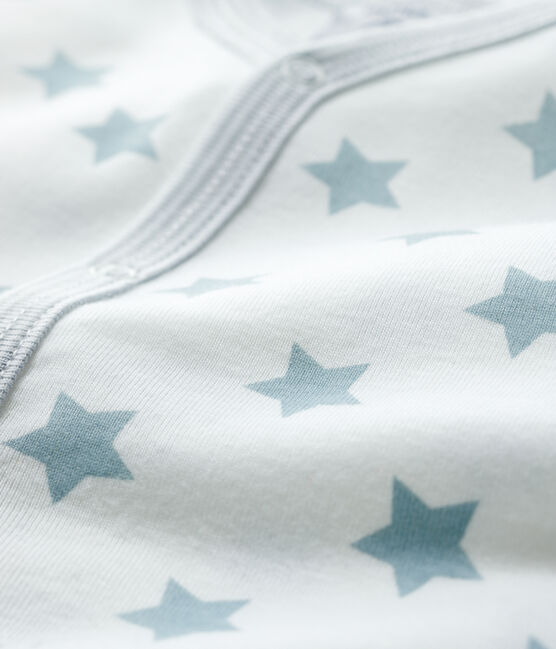 Tutina pigiama senza piedi a stelle grigie bebè in cotone bianco ECUME/grigio MISTIGRI