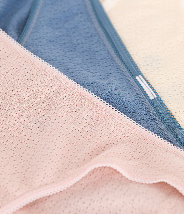 Confezione da 3 slip in cotone traforato donna multicolore