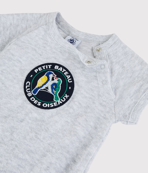 Tuta corta in spugna bouclette beb&egrave; maschio grigio