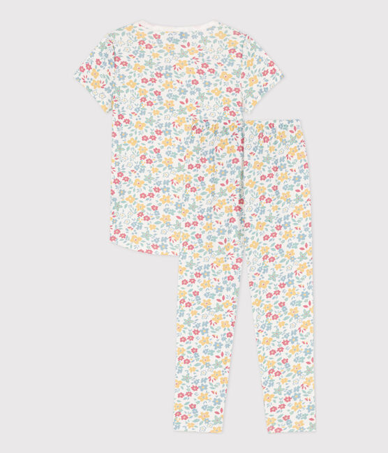 Pigiama a manica corta a fiori bambina in cotone bianco MARSHMALLOW/bianco MULTICO