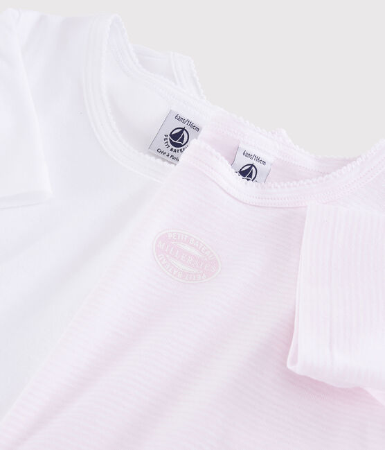 Confezione da 2 t-shirt manica corta millerighe rosa bambina variante 1