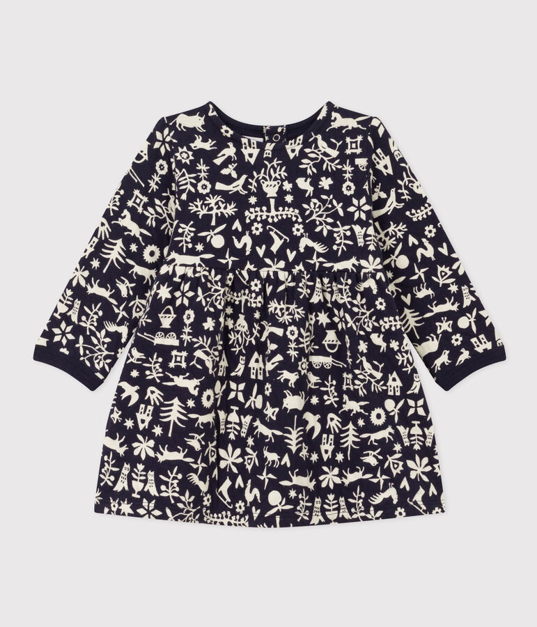 Abito a maniche lunghe in tubique trapuntato con stampa per beb&egrave; blu SMOKING/ AVALANCHE