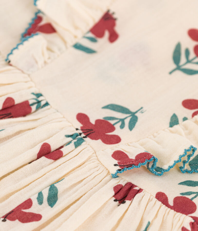 Abito a fiori in garza di cotone bambina bianco AVALANCHE/ MULTICO