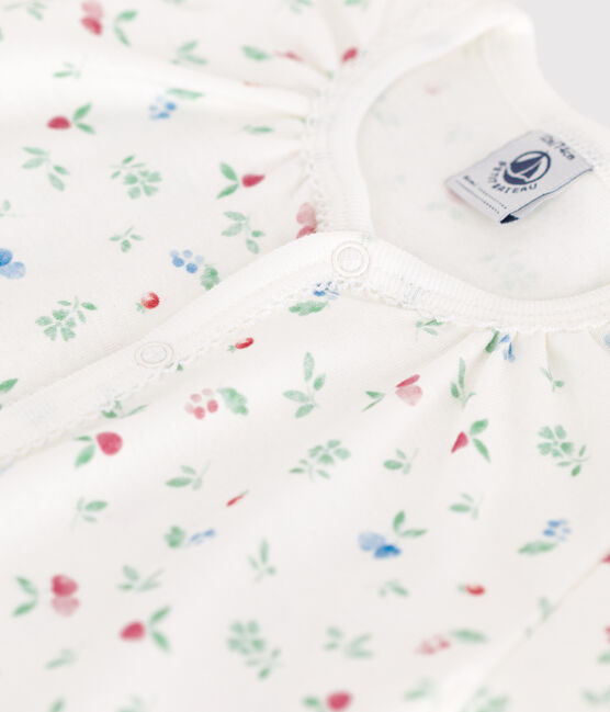 Tutina corta in cotone con frutti neonato bianco MARSHMALLOW/bianco MULTICO