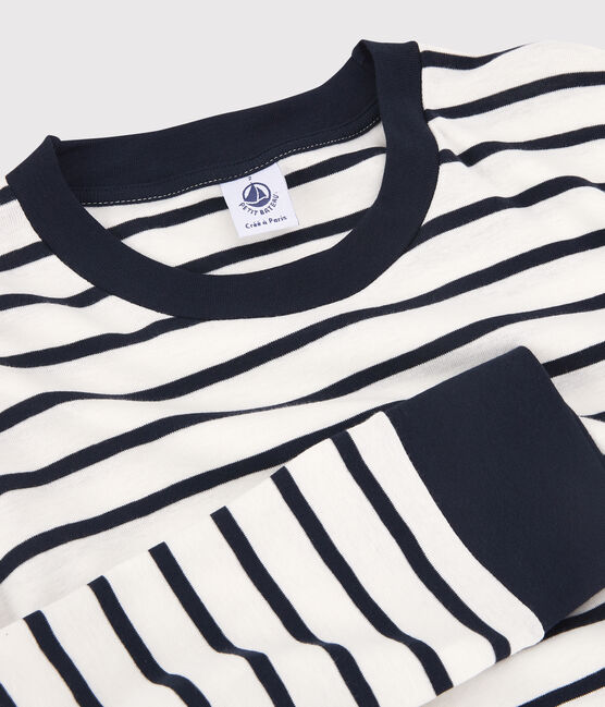 T-shirt marinière in cotone Donna bianco MARSHMALLOW/blu SMOKING