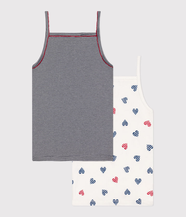 Set di 2 canotte in cotone con stampa a cuori bambina multicolore