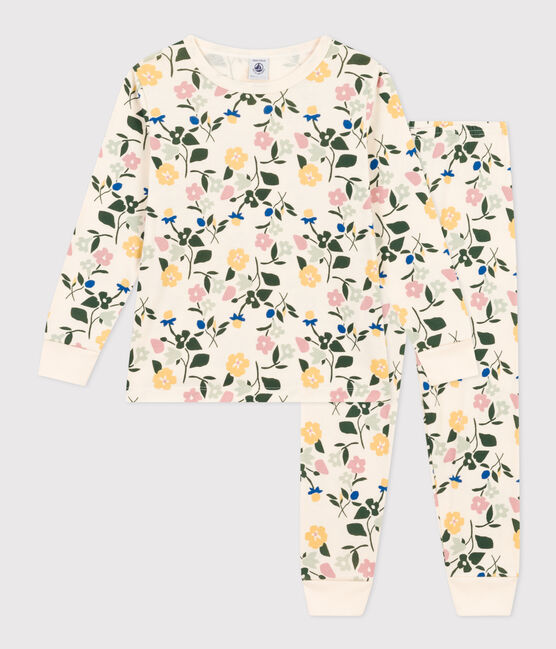 Pigiama bambino fantasia fiori in cotone bianco AVALANCHE/ MULTICO