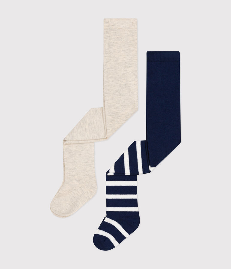 Confezione da 2 paia di collant in jersey di cotone neonato. multicolore