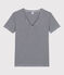 T-shirt L'ICONIQUE scollo a V in cotone donna blu SMOKING/bianco MARSHMALLOW