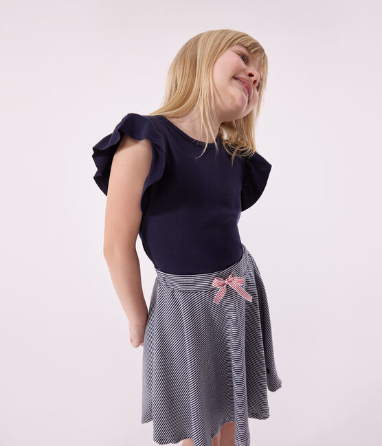 T-shirt bambina in cotone blu SMOKING
