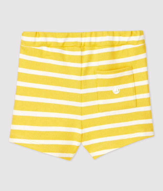 Shorts beb&egrave; in jersey spesso a righe giallo/bianco