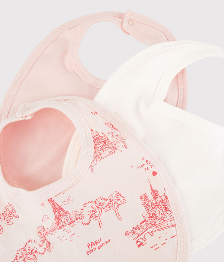 Lotto da 3 bavaglini Parigi beb&egrave; a costine multicolore