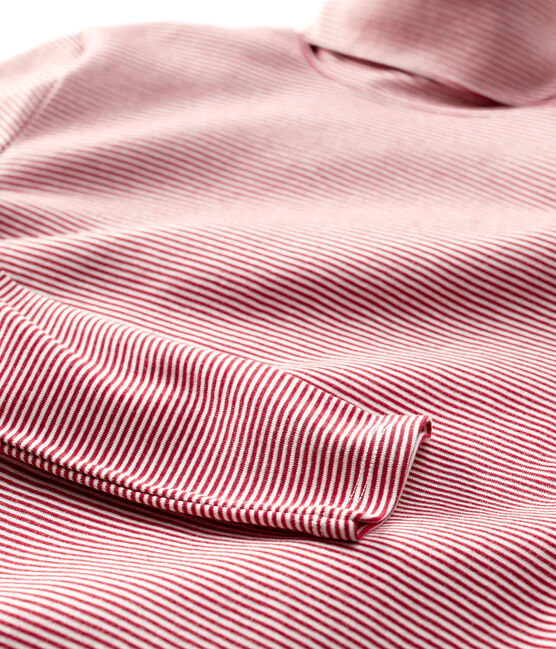 Dolcevita iconico in cotone a righe Donna rosso SANGRIA/ MARSHMALLOW