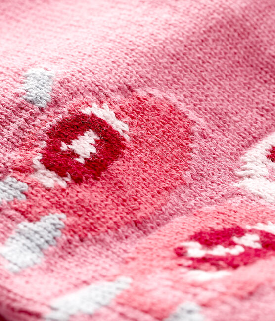 Cardigan bebè bambina con jacquard rosa CHEEK