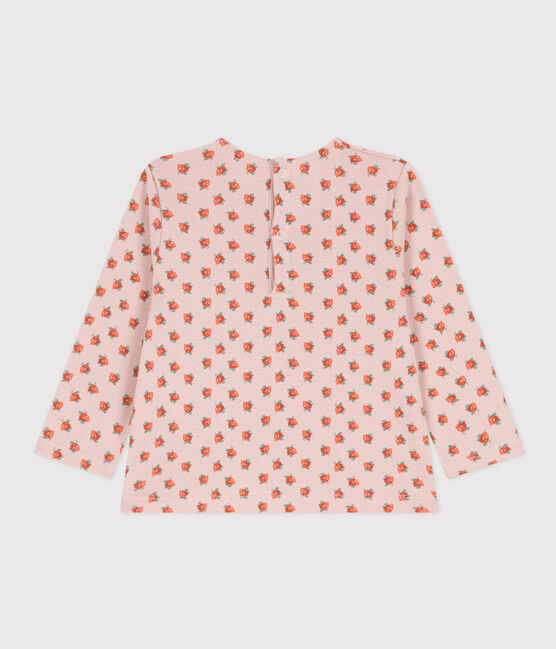 T-shirt a manica lunga in cotone per bebè rosa SALINE/bianco MULTICO