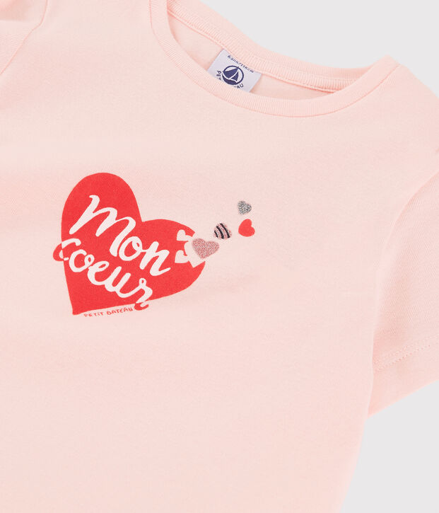 T-shirt serigrafata bambina rosa