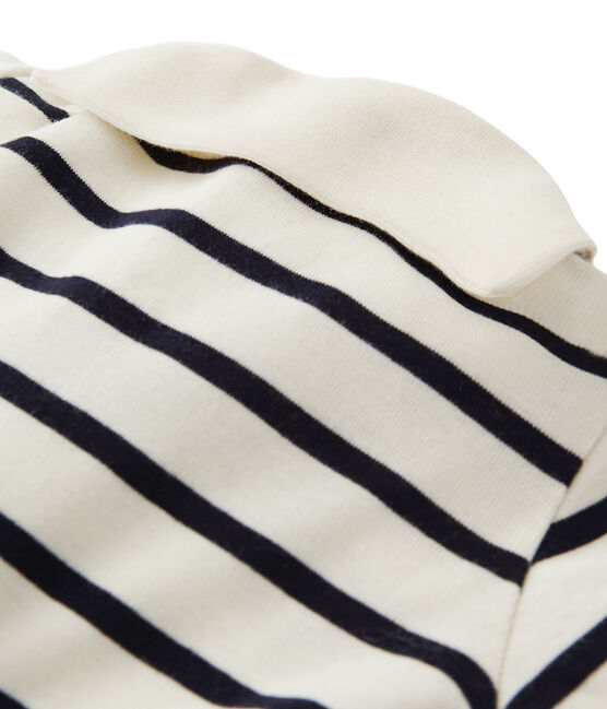 Tutina bebé a righe beige COQUILLE/blu ABYSSE