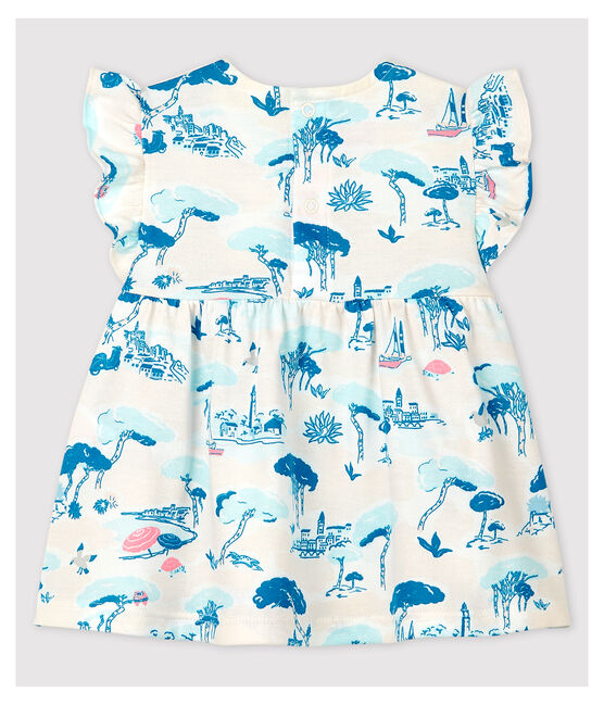 Blusa fantasia senza maniche in jersey bebè femmina bianco MARSHMALLOW/bianco MULTICO