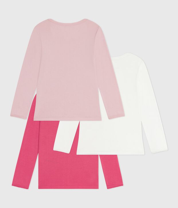 Set di T-shirt a maniche lunghe in cotone tinta unita bambino multicolore